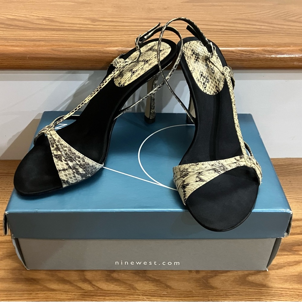 Nine West| Black & White Snakeskin Heels